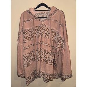 POL Pink Leopard‎ Print Oversized Hoodie Size Small
